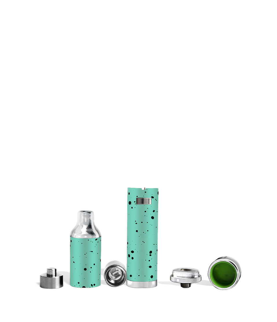 Teal Black Spatter apart Wulf Mods Evolve Plus Concentrate Vaporizer on white background