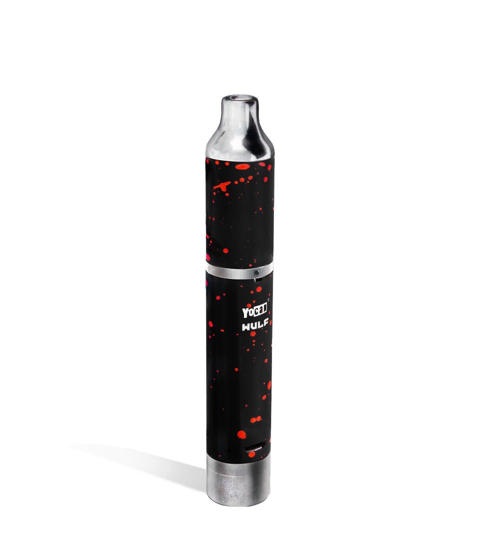 Black Red Spatter back view Wulf Mods Evolve Plus Concentrate Vaporizer on white background