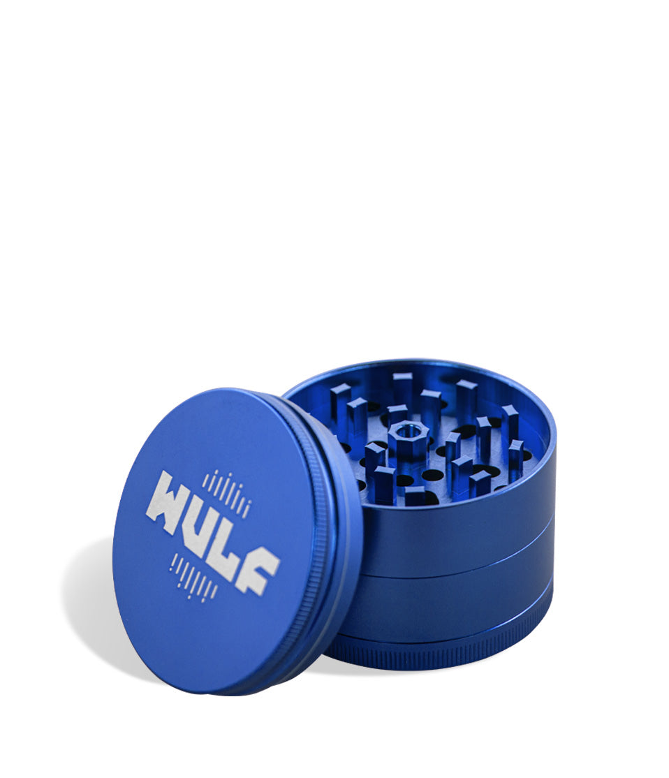 Blue Wulf Mods 65mm 4pc Grinder Open View on White Background