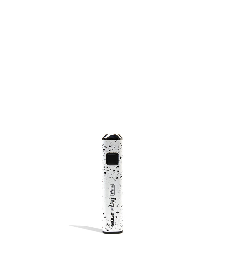 White Black Spatter Wulf Mods Flat Mini Cartridge Battery on white background