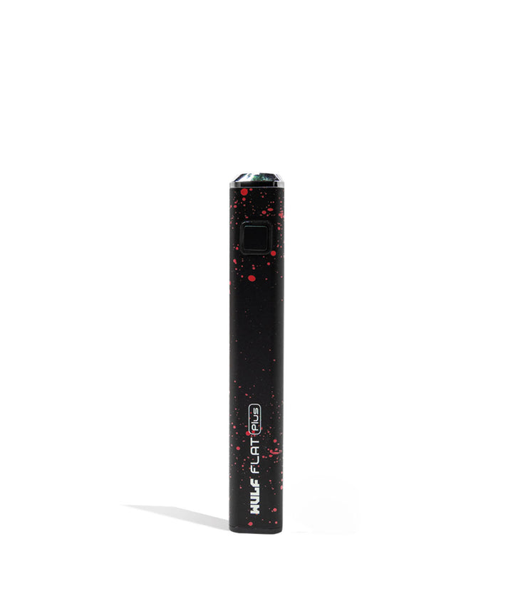 Black Red Spatter Wulf Mods Flat Plus Cartridge Battery Front View on White Background