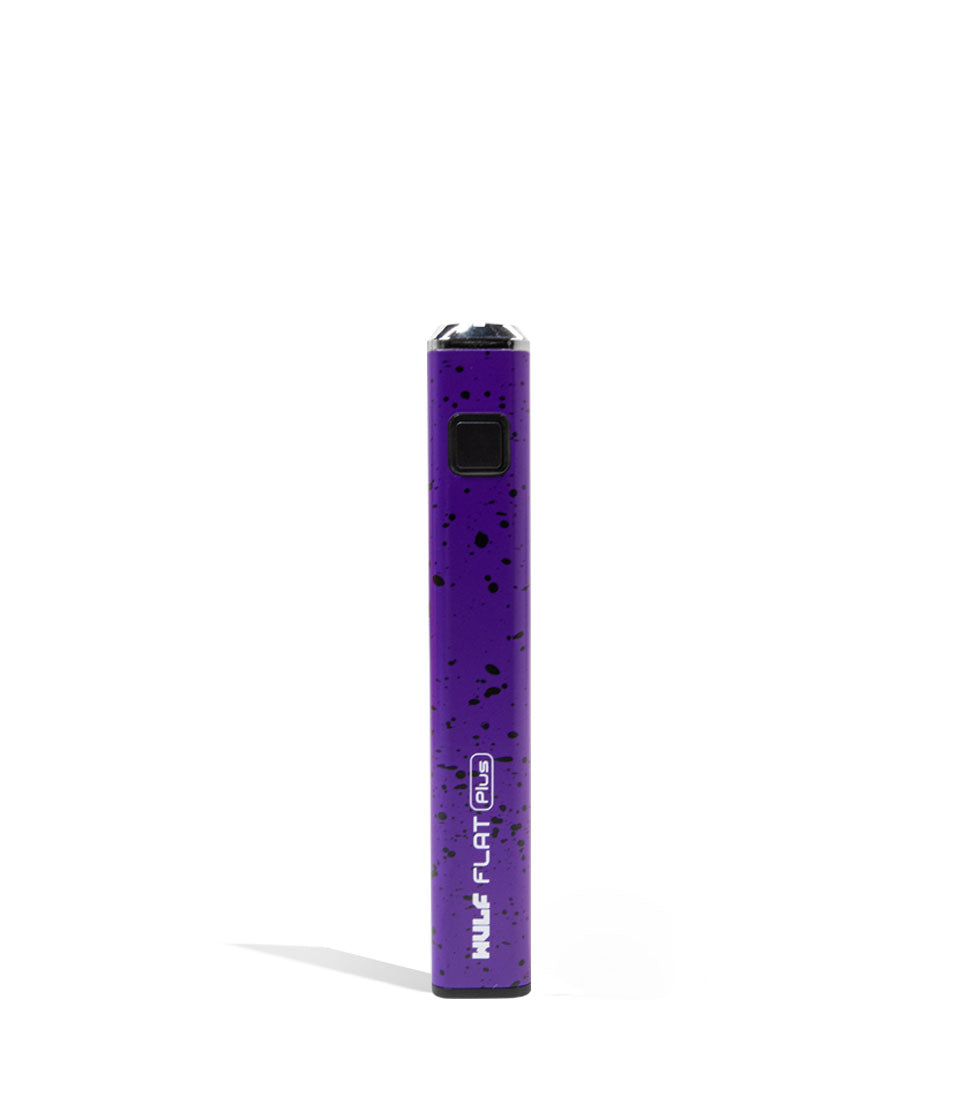 Purple Black Spatter Wulf Mods Flat Plus Cartridge Battery on white background