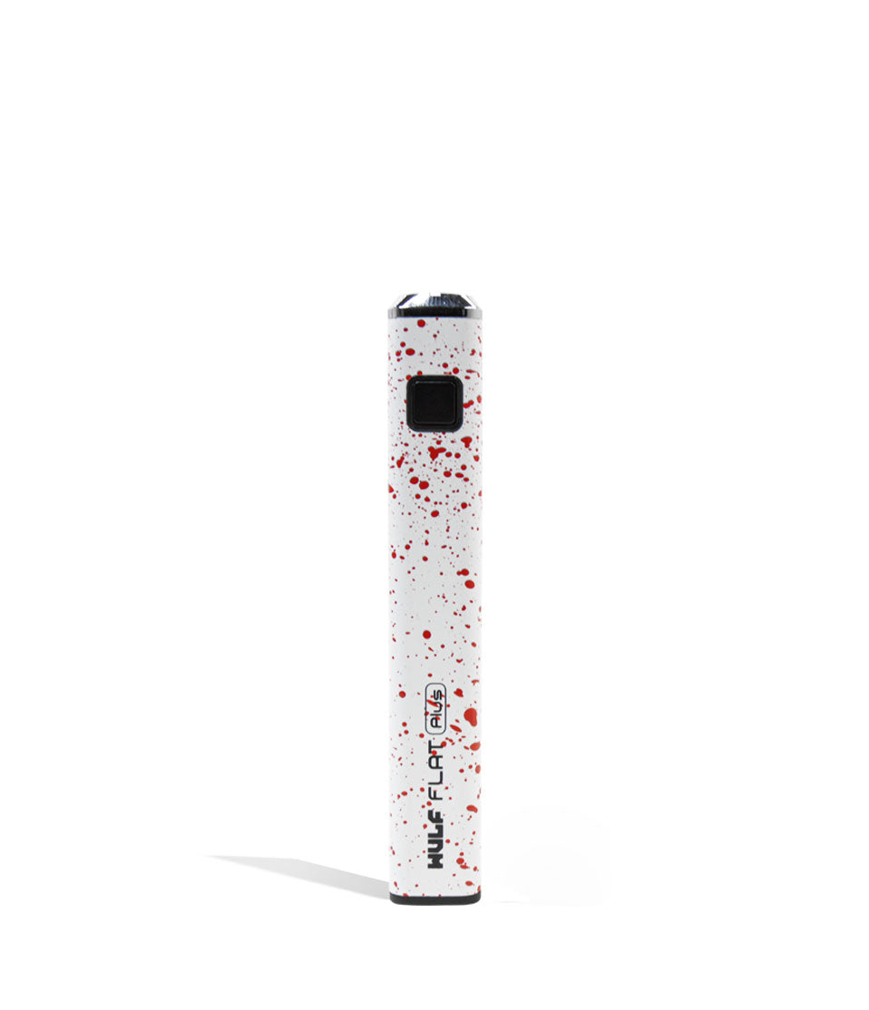 White Red Spatter Wulf Mods Flat Plus Cartridge Battery on white background