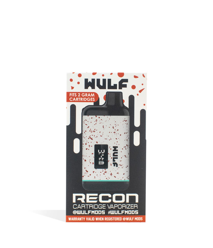 White-Red Spatter packaging Wulf Recon Cartridge Vaporizer on white background