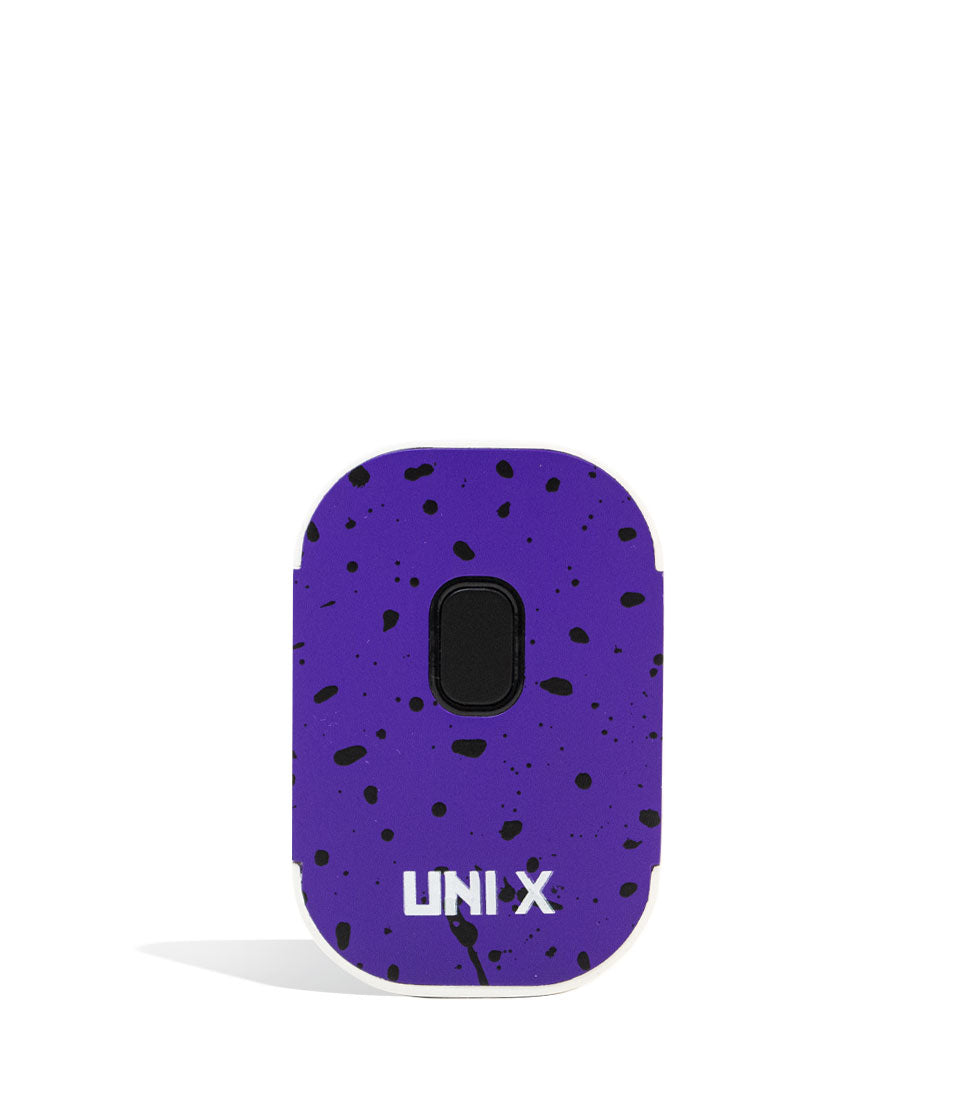 Purple Black Spatter Wulf Mods UNI X Cartridge Vaporizer on white background