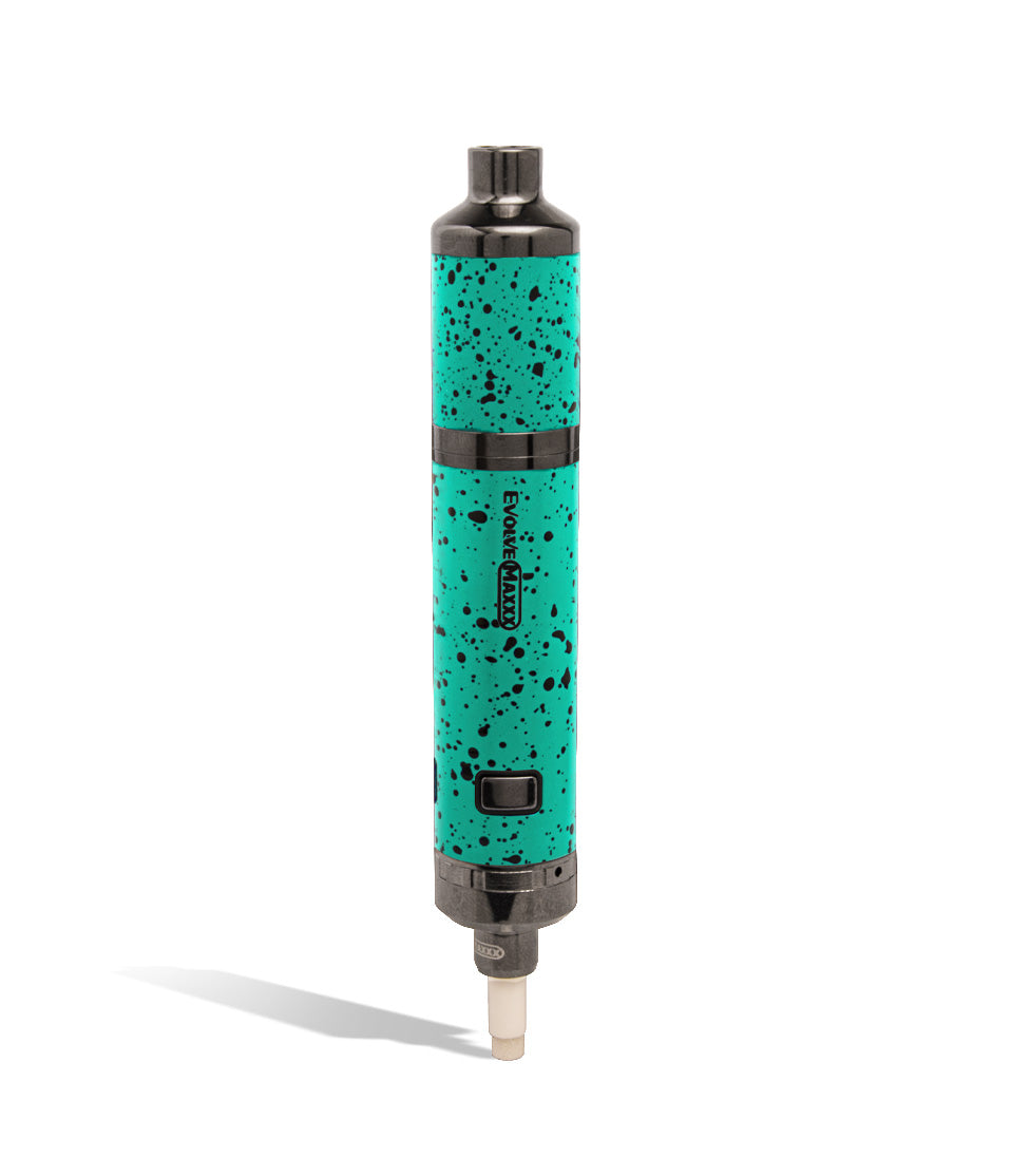 Teal Black Spatter Wulf Mods Evolve Maxxx 3 in 1 Kit Nectar Collector Front View on White Background