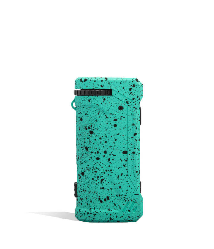 Teal Black Spatter Wulf Mods UNI Pro Adjustable Cartridge Vaporizer Side View on White Background